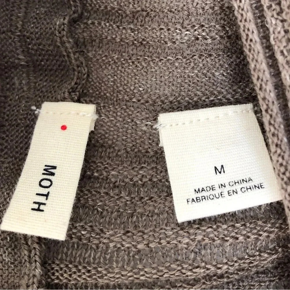 Anthropologie Moth Taupe Brown Lightweight Open Front Waterfall Cardigan Size M - Picture 6 of 11